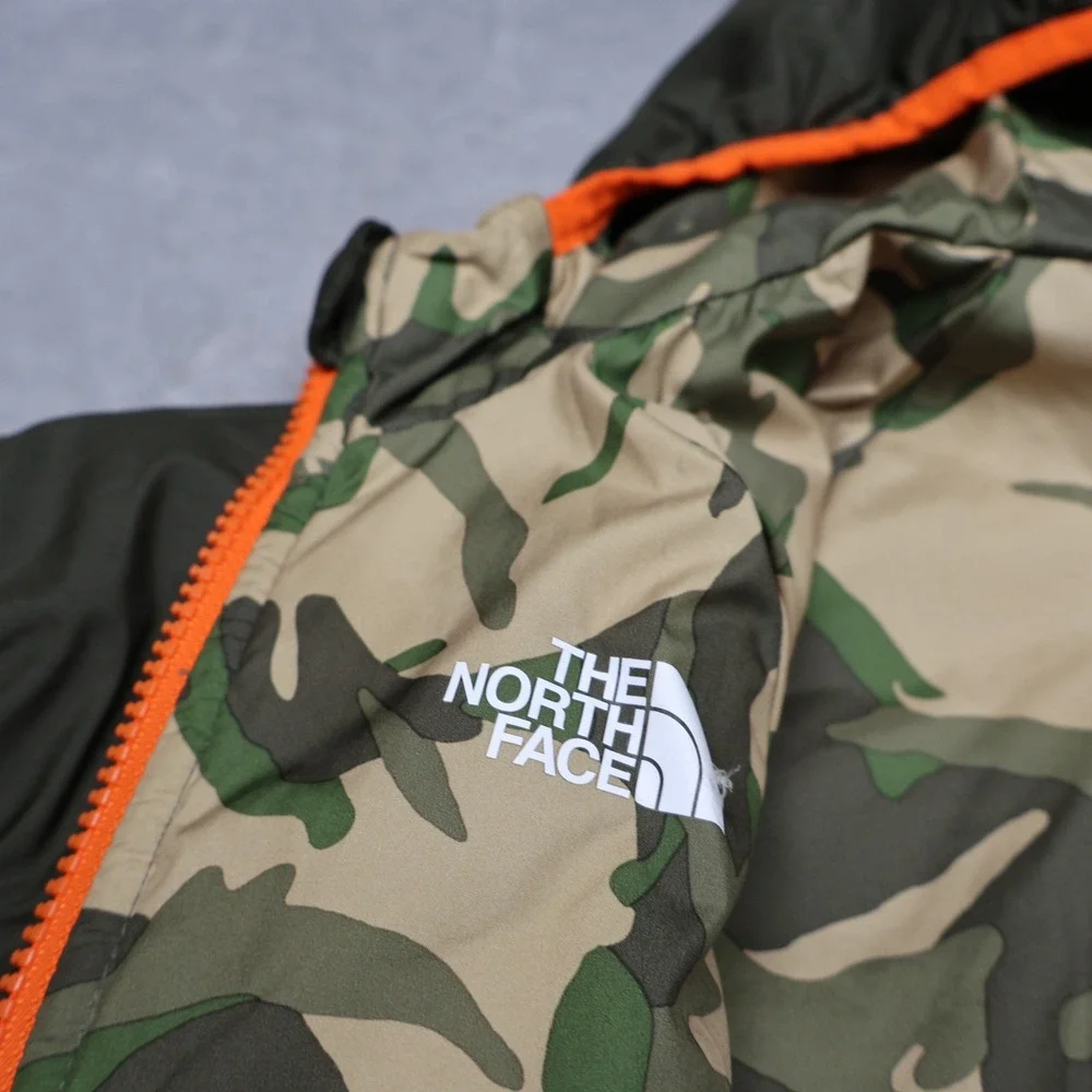 North Face Jacket Kids 4T Camo Reversible Puffer Full Zip Coat Winter Light Pack